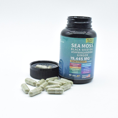 Kualitas Terbaik OEM Packing Imun Organik Raw Sea Moss Kapsul Produk Kesehatan Suplemen