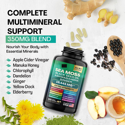 Kualitas Terbaik OEM Packing Imun Organik Raw Sea Moss Kapsul Produk Kesehatan Suplemen