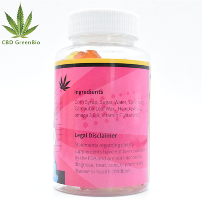 GMP  CBD Gummy 25mg Melepaskan Rasa Sakit Food Grade 60 Gummies Per Botol